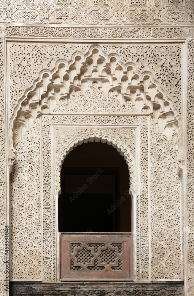 Stucco decorations at Bou Inania Medersa, Fes, Morocco