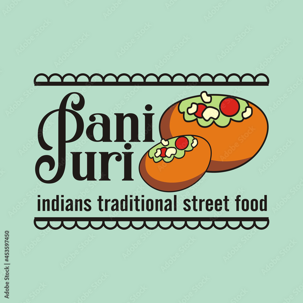 pani puri food logo vector illustration - indian street food ...