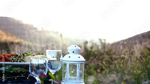 romantic dinner with beaitiful landscape