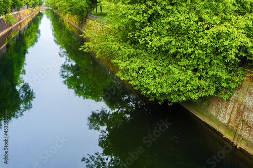 Historic bypass canal  built for the passage of merchant ships and their unloading in the Admiralty warehouses of Kronstadt  Russia