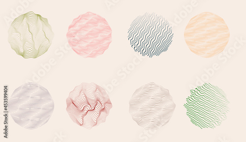 Abstract flow lines background . Fluid wavy shape .Striped linear pattern . Music sound wave . Vector illustration