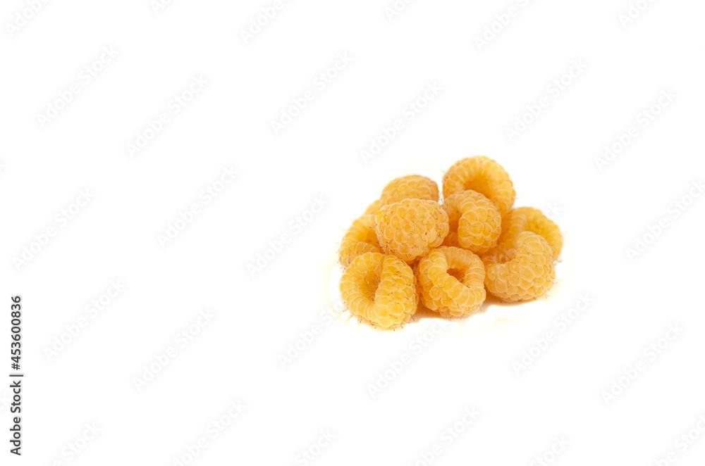 Freshly picked yellow autumn raspberries. Freshly picked yellow autumn raspberries.