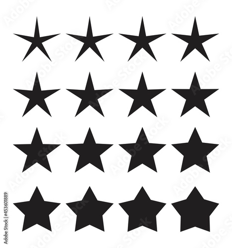 vector collection of star shapes isolated on white background. flash sparkle icons design. abstract graphic signs of stars