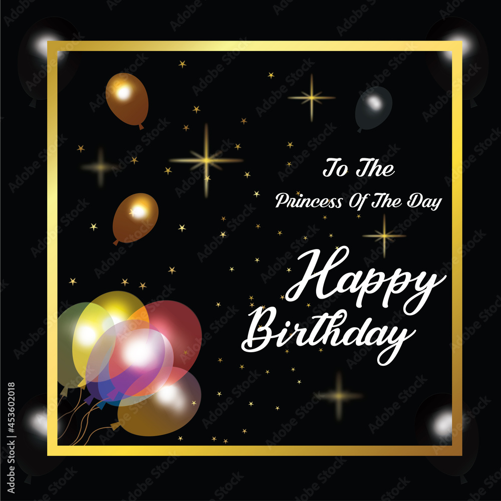 Happy Birthday Greeting Card Black Background Stock Illustrations Stock