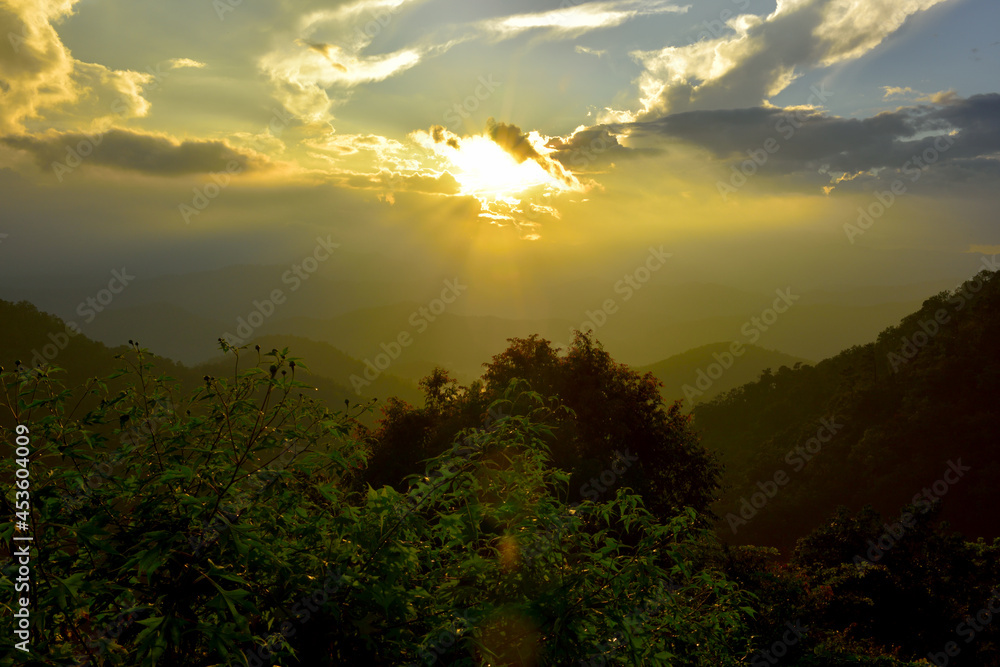 Landscape with sunset, clouds and mountain views at thailand. Landscape with sunset, clouds and mountain views at thailand.