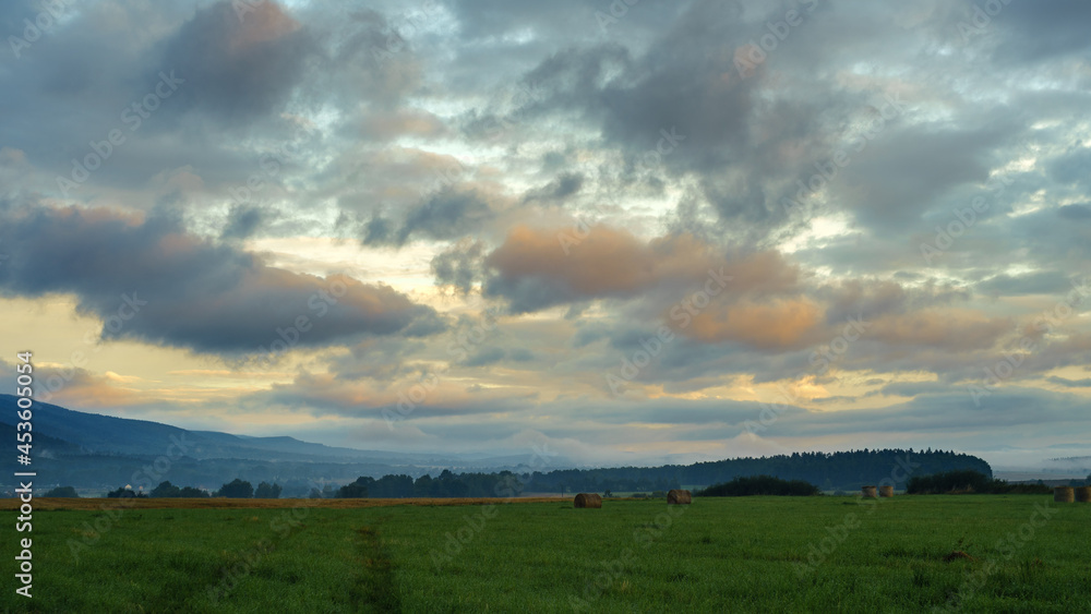 sunset over the field