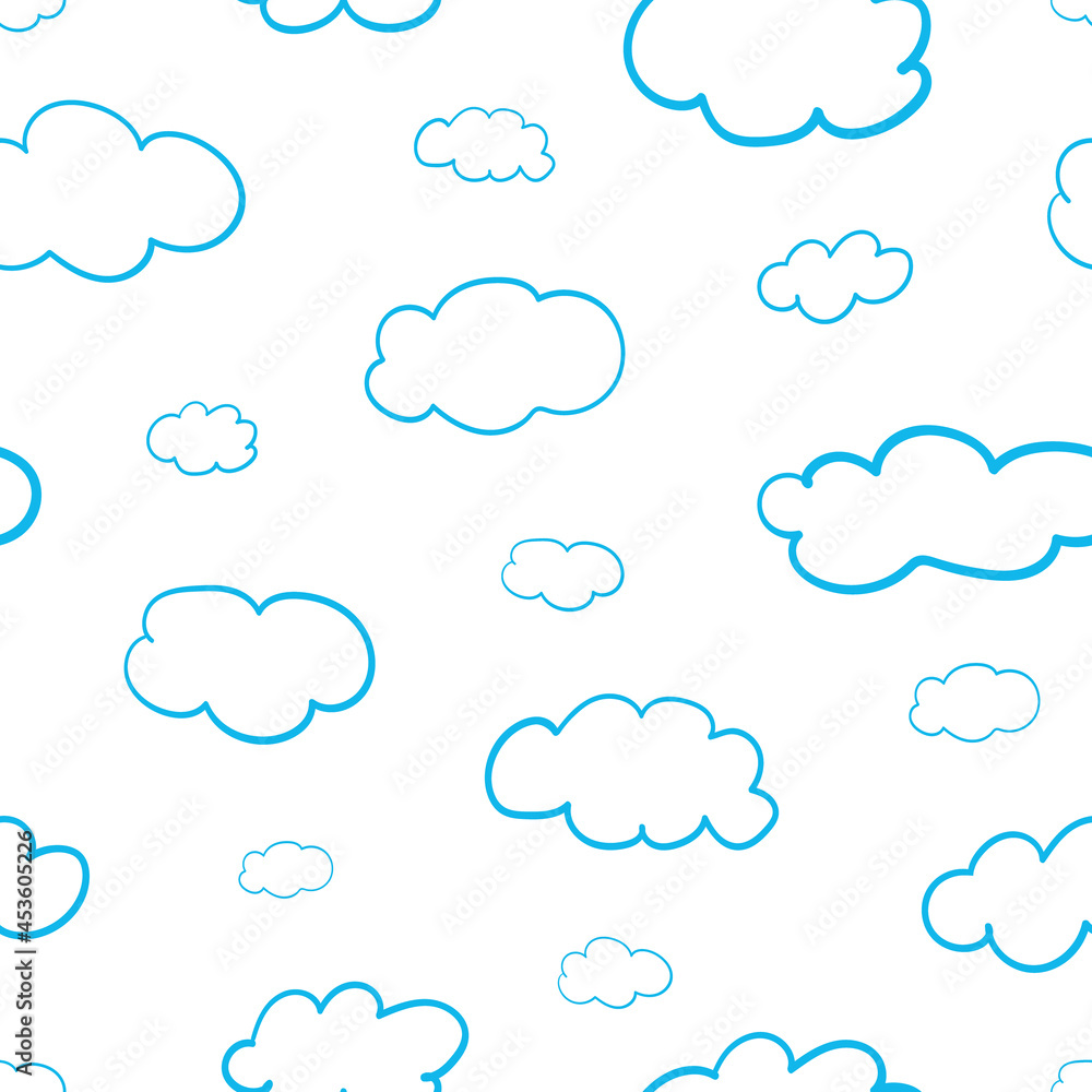 Seamless pattern with clouds. Endless sky backdrop. Simple doodle forms, minimalism.Vector illustration Seamless pattern with clouds. Endless sky backdrop. Simple doodle forms, minimalism.Vector illustration