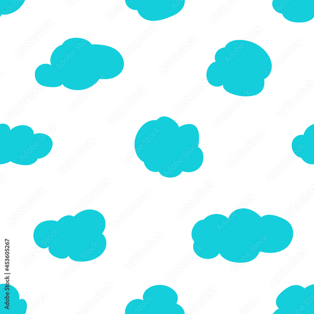 Seamless pattern with clouds. Endless sky backdrop. Simple doodle forms, minimalism.Vector illustration