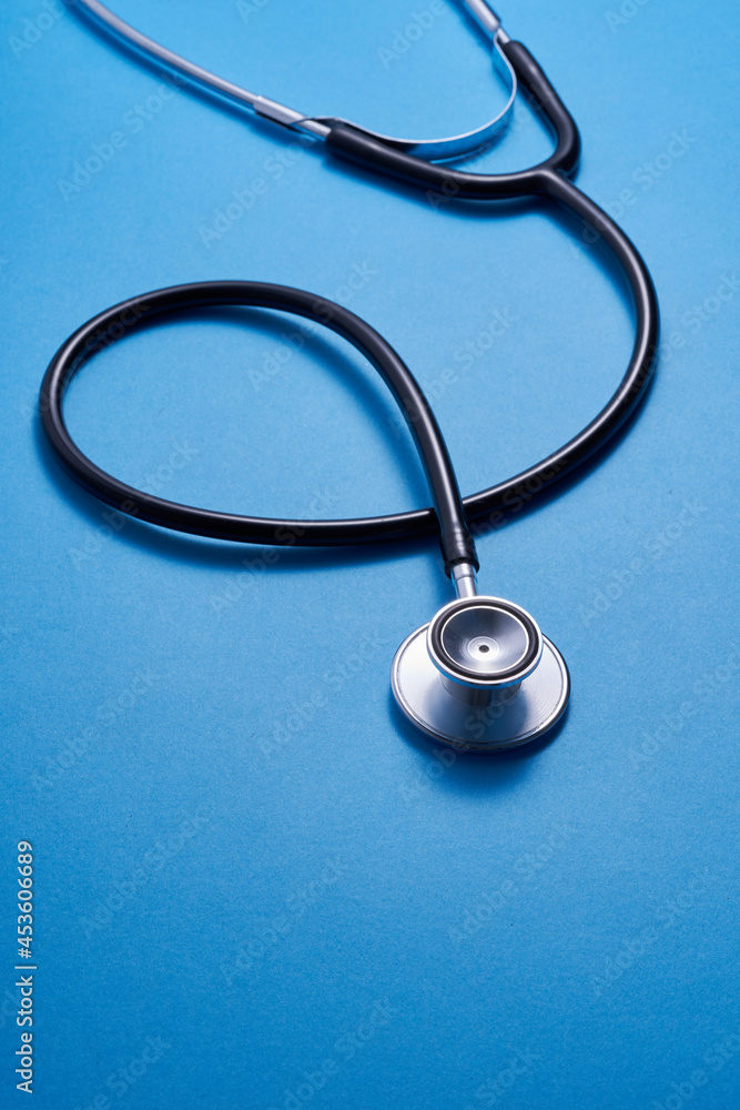 medical equipment stethoscope on blue background medical equipment stethoscope on blue background