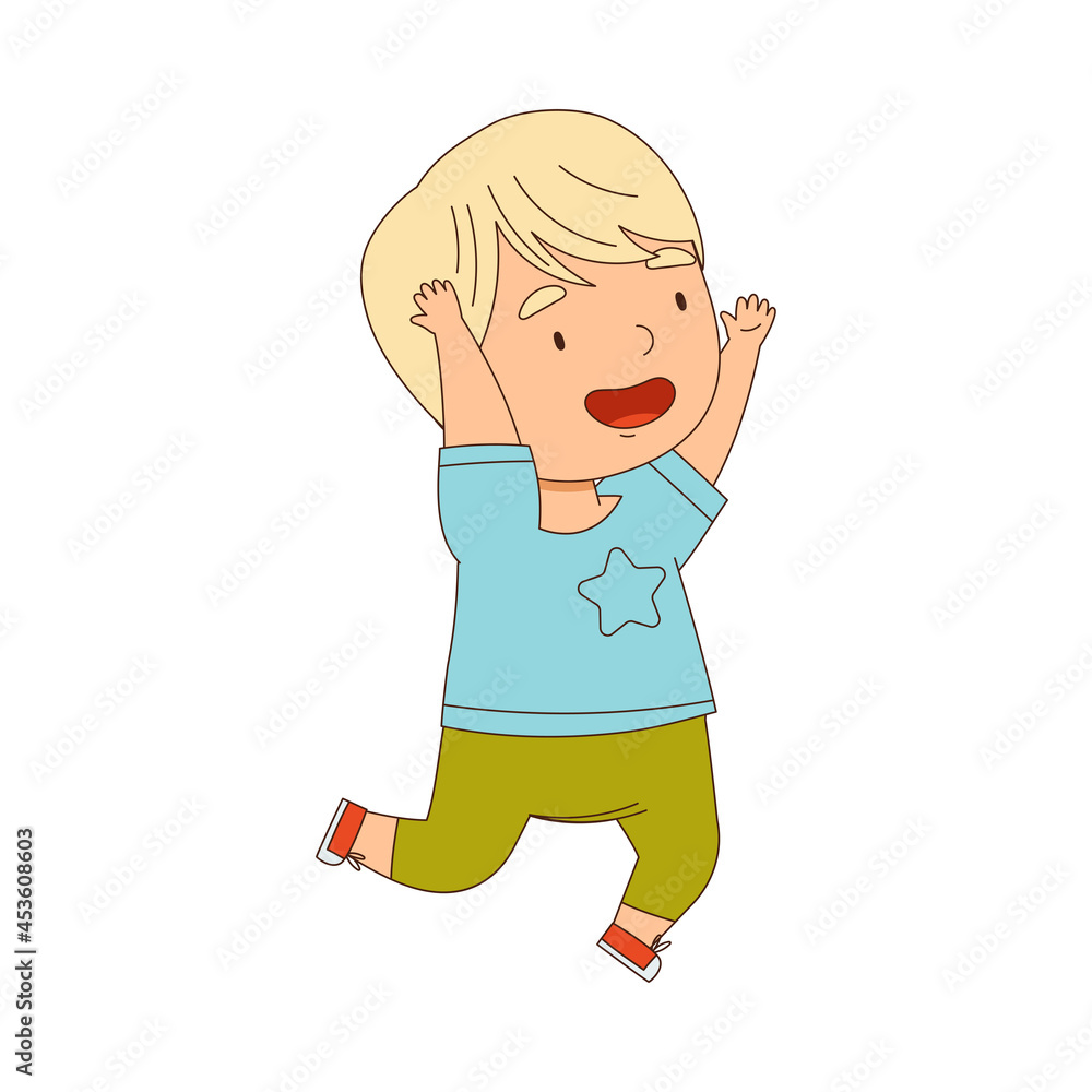 Cheerful Little Boy Running and Rushing at Full Speed Vector Illustration Cheerful Little Boy Running and Rushing at Full Speed Vector Illustration