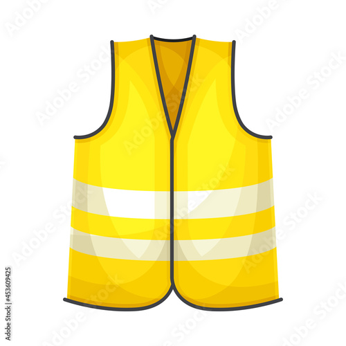 Yellow Vest with Reflective Stripe as Safety Equipment Vector Illustration