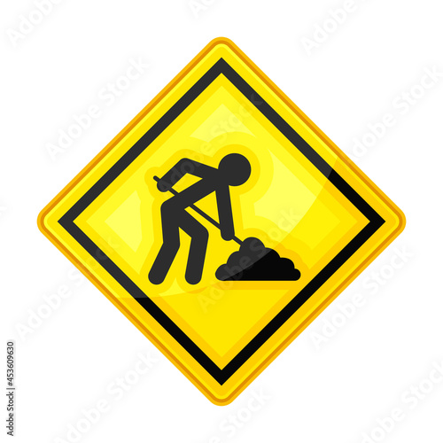 Yellow Warning Sign as Safety Equipment for Construction and Industrial Site Vector Illustration