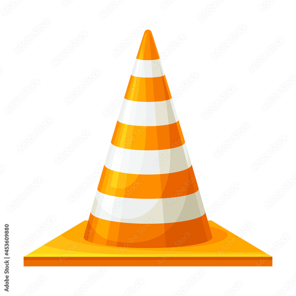 Road or Traffic Striped Cone as Warning Marker and Safety Equipment Vector Illustration Road or Traffic Striped Cone as Warning Marker and Safety Equipment Vector Illustration