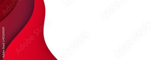 Red abstract 3d wide banner background with overlap layer. Abstract banner design web template. Horizontal header web banner. Modern Geometric Red Triangle cover header background for website. 