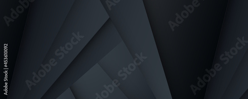  Abstract 3d dark background illustration with geometric graphic elements for wide banner 