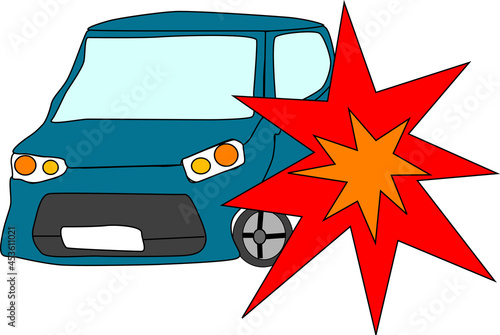 側面に衝突した自動車のイラスト素材