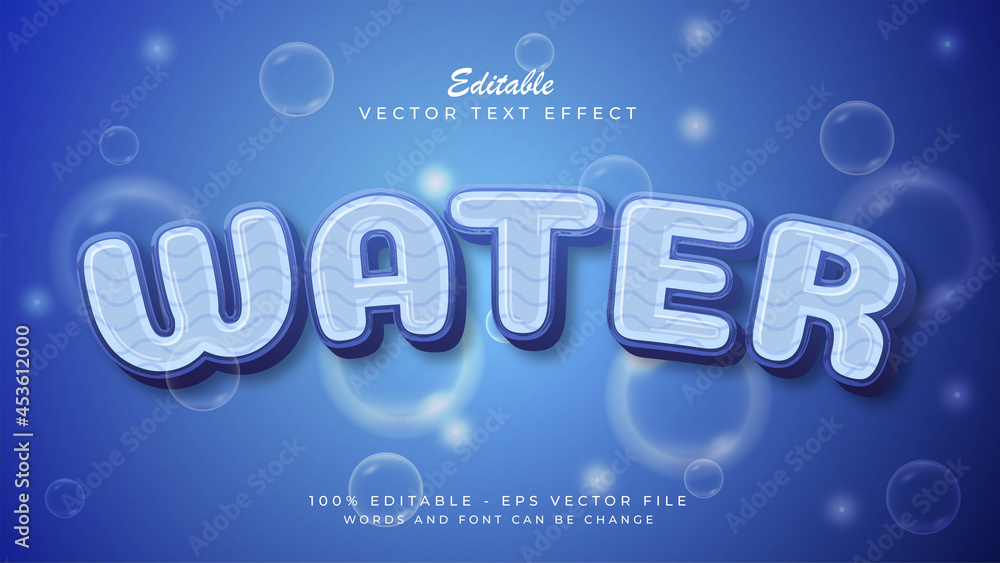 Water text effect style concept, editable text Water text effect style concept, editable text