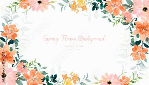 Lovely flower frame background with watercolor