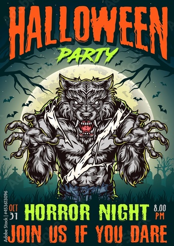 Halloween colorful vintage poster
