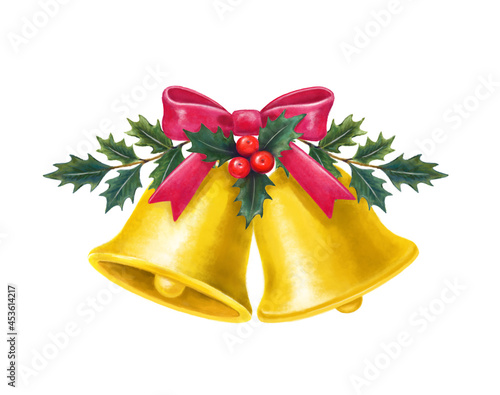 クリスマスのベル飾り　水彩イラスト