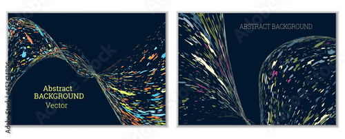 Multicolored paint splashes, smears, dust particles and debris are carried by the wind. A set of two templates. Design template for the design of banners, posters, booklets, covers, magazines. EPS 10