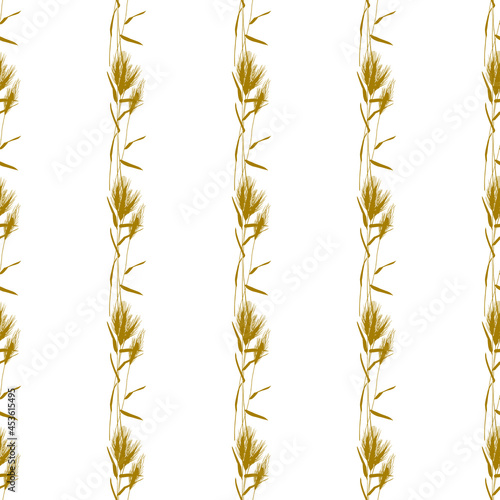 Seamless pattern from twigs of rye on the light background.