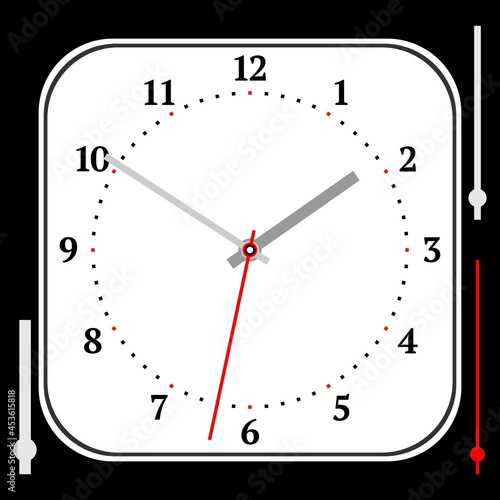 Vintage Rounded Square Watch Dial With Arrows.