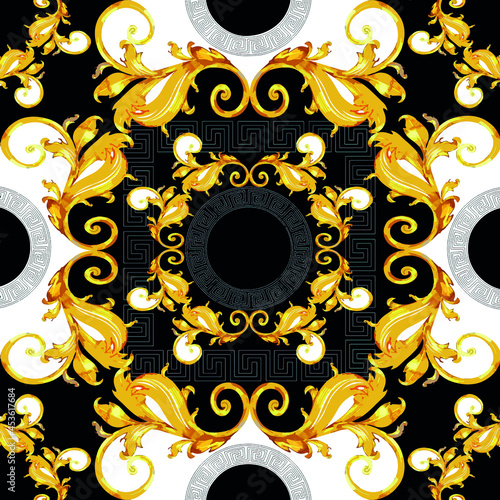 Baroque with greek design seamless pattern