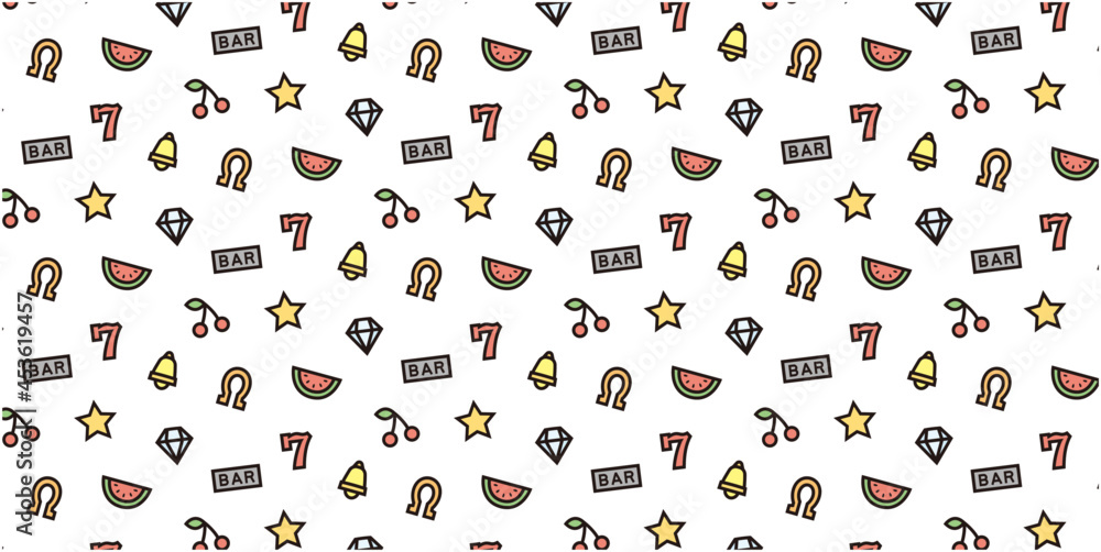 Naklejka premium Casino slot icon pattern background for website or wrapping paper (Color icon version)
