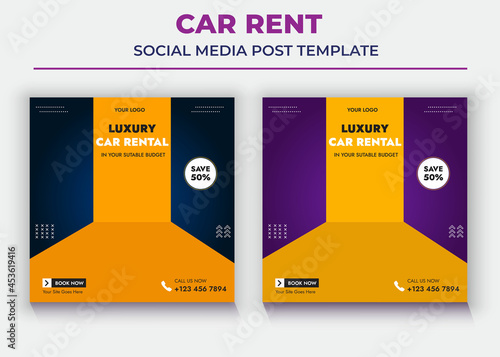 Car Rent Social Media post Template, Luxury Car Rental, auto motive social media post and flyer