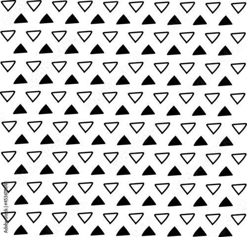 Hand drawn pattern with triangles black