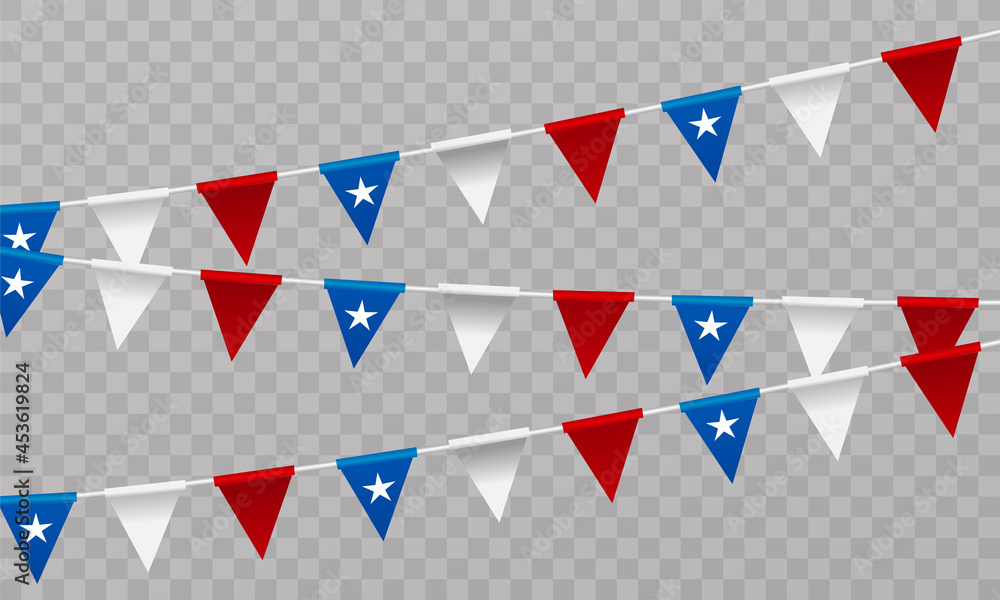 Chile Independence Day. Realistic vector, state symbols, flag, ribbons and flags - obrazy, fototapety, plakaty 