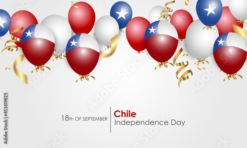 Chile Independence Day. Realistic vector, state symbols, flag, ribbons and flags