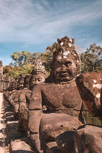 Statues on the Angkor Wat bridge
