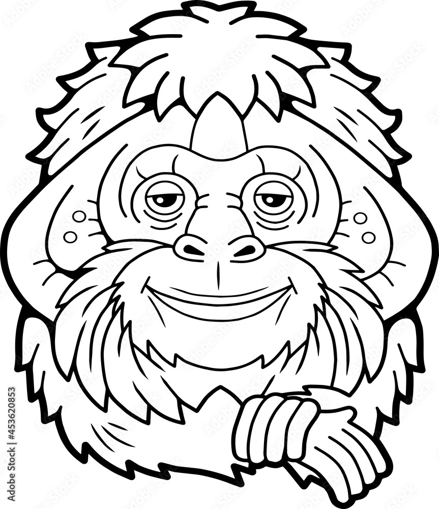 cartoon cute orangutan monkey, funny illustration