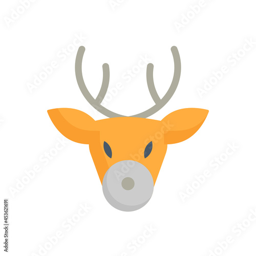 Reindeer vector icon. Head animal at front view for traditional festive to help santa claus deliver gifts on christmas eve in winter season. Also for decoration in merry christmas, happy new year.