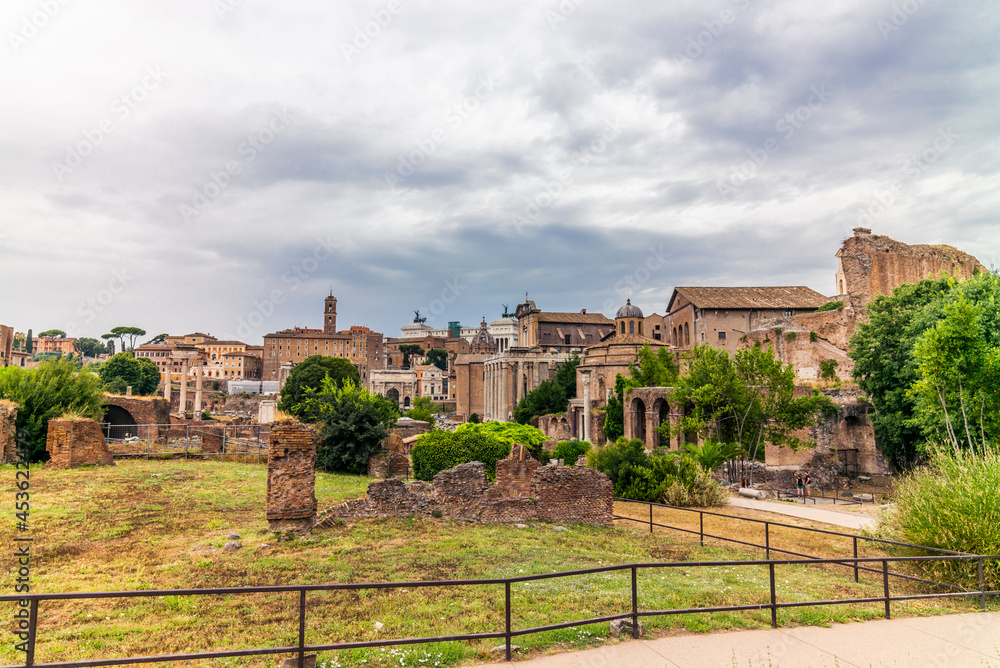 The view of the Forum Romanum on the Palatine Hill in Rome