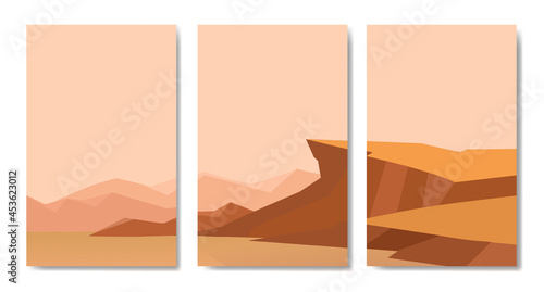 mountain vector landscapes in a flat style. Natural wallpapers are a minimalist, polygonal concept. © auchara