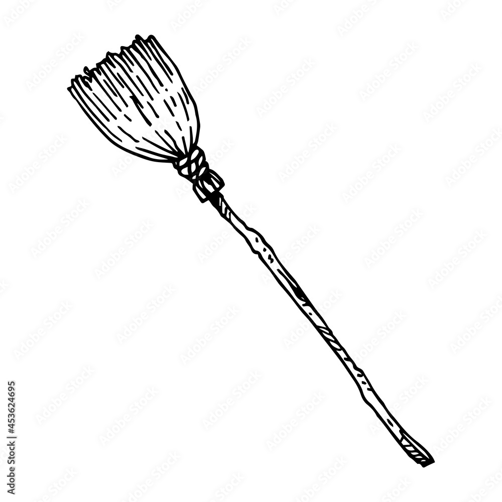 hand drawn broom illustration isolated on white. cleaning tool for sweeping the dust and dirt. vintage vector drawing. hand drawn broom illustration isolated on white. cleaning tool for sweeping the dust and dirt. vintage vector drawing.