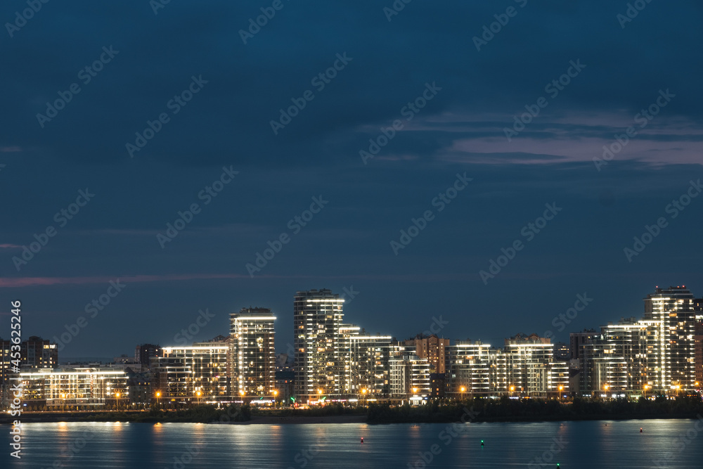 KAZAN, RUSSIA - JULY 29 2021: View of the night Kazan