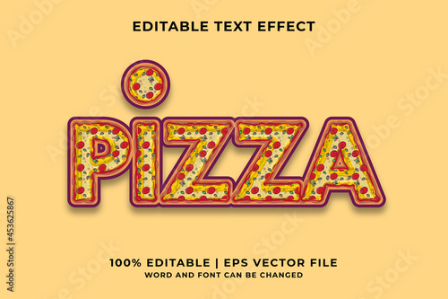 Editable text effect - Pizza Cartoon template style premium vector