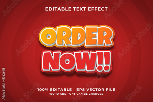 Editable text effect - Order Now 3d template style premium vector