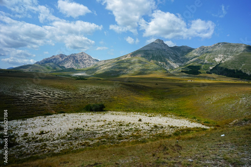Campo Imperatore mountains view on a summer day in Gran Sasso National Park, Abruzzo, Italy