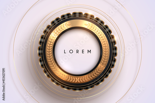 Black white and gold circle frame