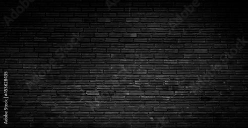 old dark black brick wall texture design pattern background