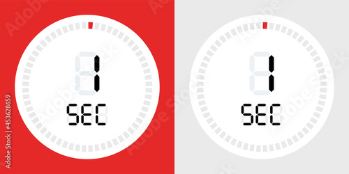 1 seconds timer clock vector illustration