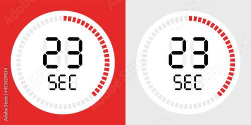 Timer countdown with 23 seconds icon. Time interval