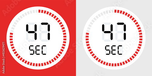 47 second timer clock icon vector illustration