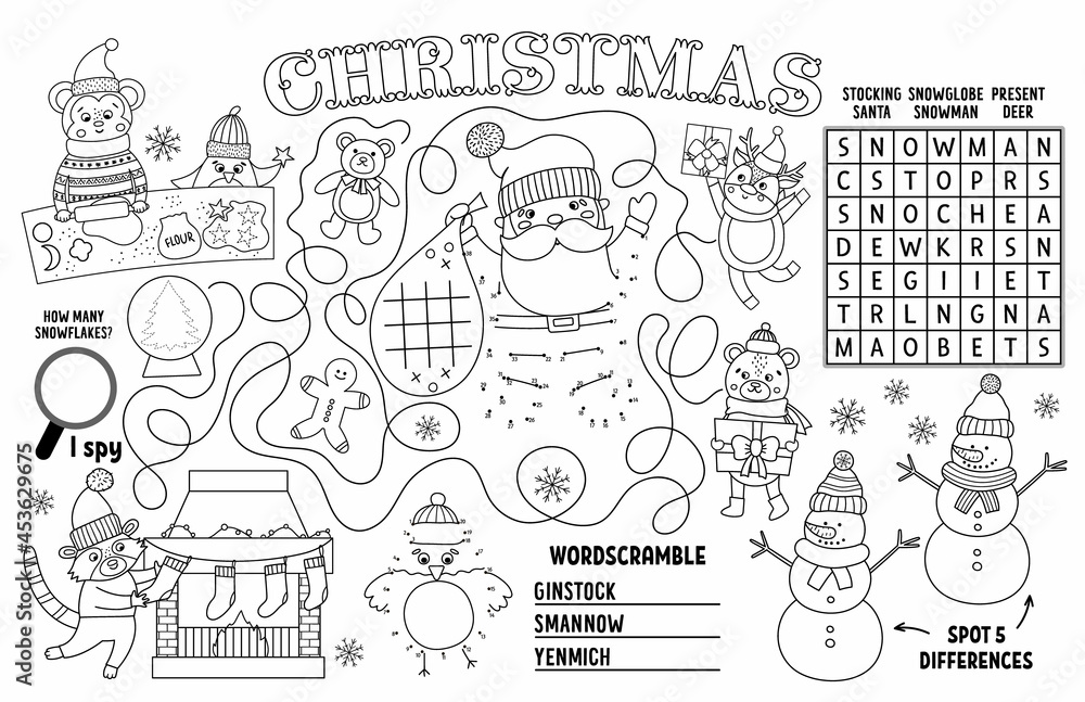 Christmas Activity Placemat Printable