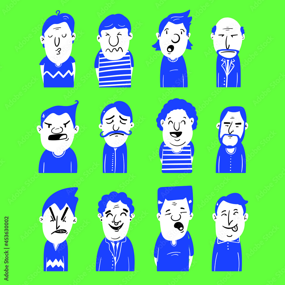 set of cartoon people with different expressions set of cartoon people with different expressions
